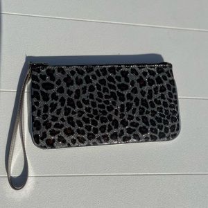 NWT* Loft leopard print with sparkly silver wristlet in excellent condition